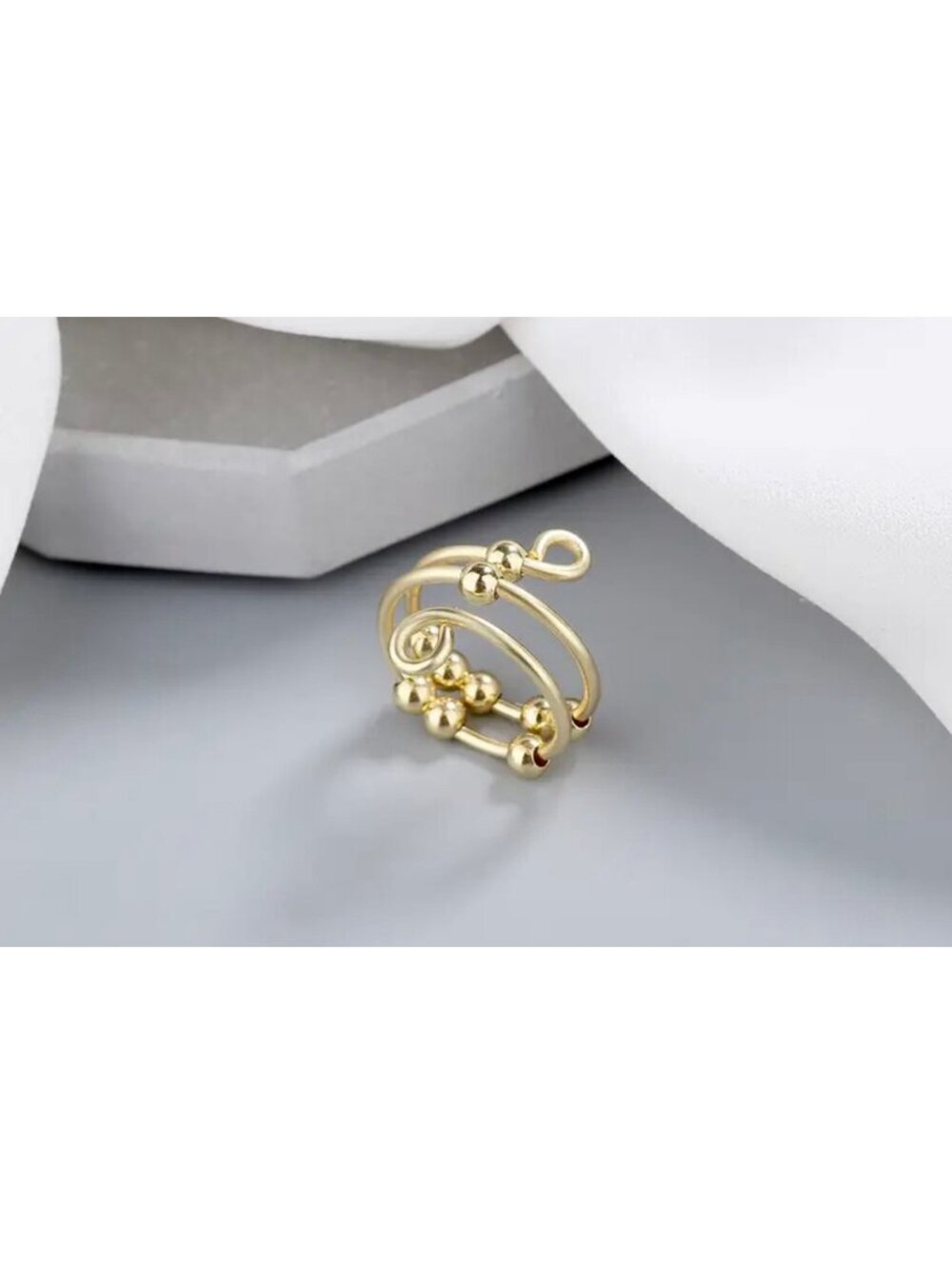 New - Stainless Steel - 18K Gold Plated - Spinning Anxiety Relief Ring - OS